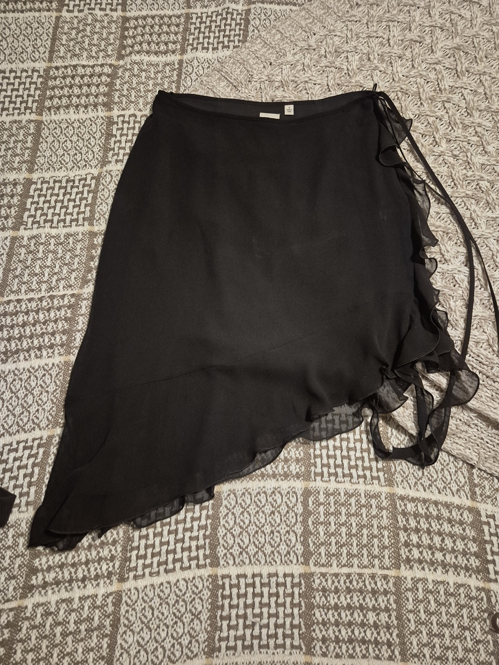 ARITZIA WILFRED Black Ruffled Wrap Skirt - Women's Asymmetric Midi